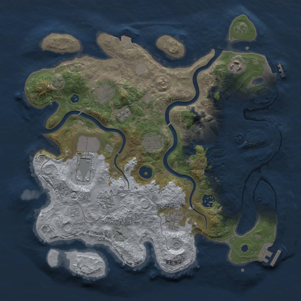Rust Map: Procedural Map, Size: 3500, Seed: 1852847171, 15 Monuments