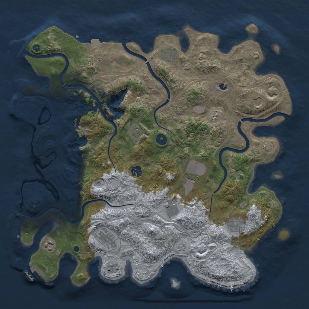 Rust Map: Procedural Map, Size: 4250, Seed: 3341, 16 Monuments