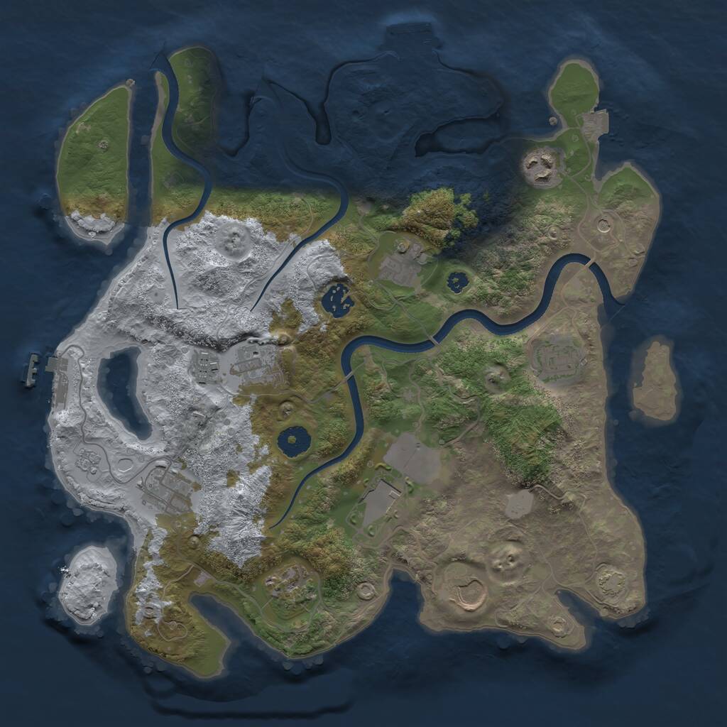 Rust Map: Procedural Map, Size: 3500, Seed: 1739421358, 16 Monuments