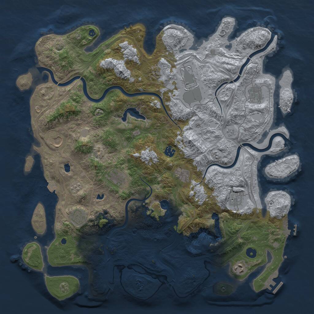 Rust Map: Procedural Map, Size: 4500, Seed: 1243213, 17 Monuments