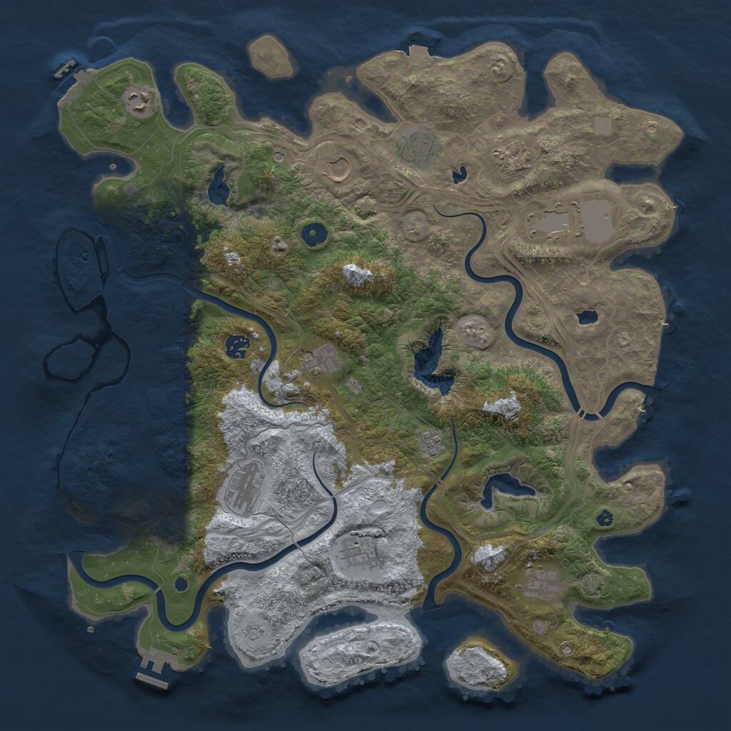 Rust Map: Procedural Map, Size: 4500, Seed: 123047, 17 Monuments