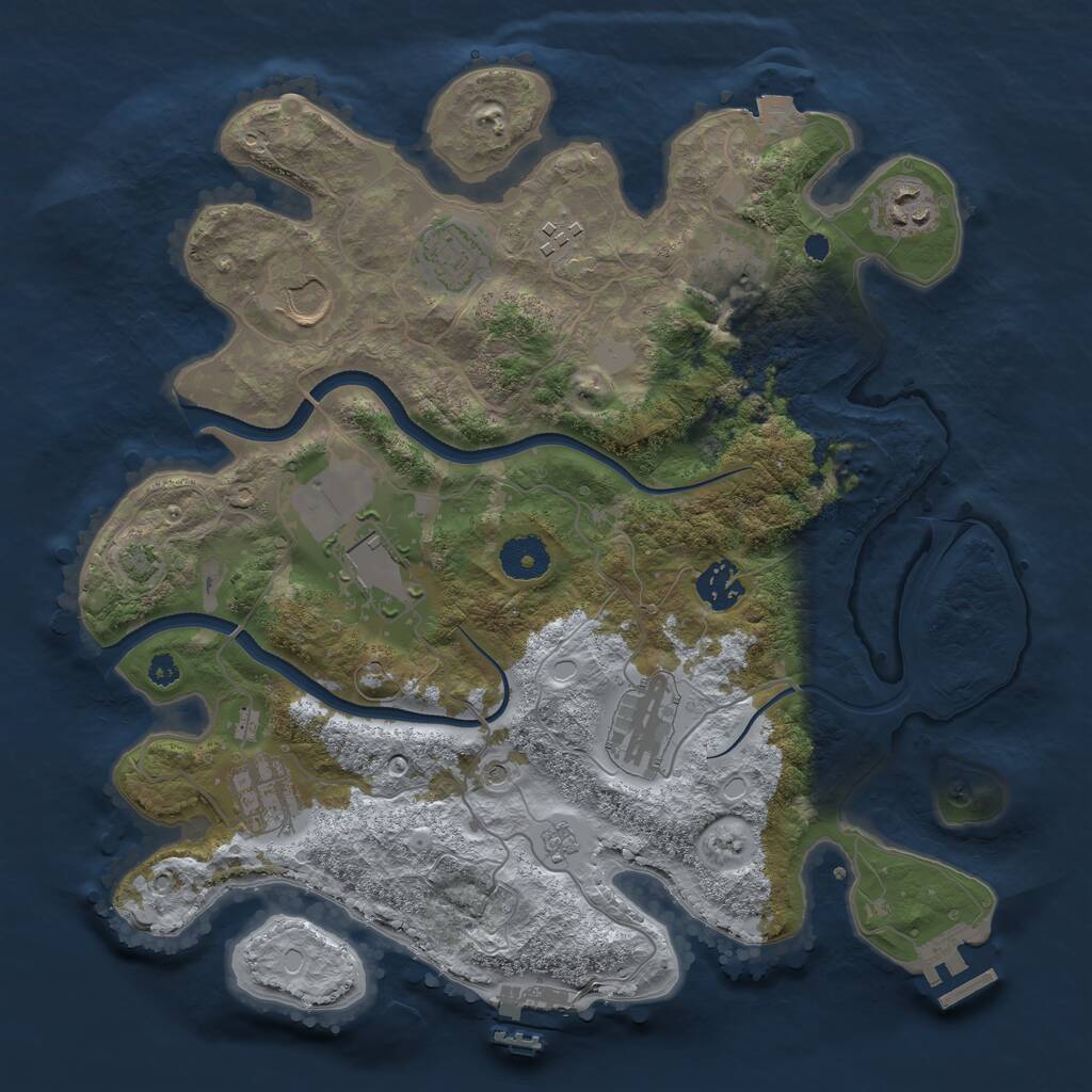 Rust Map: Procedural Map, Size: 3500, Seed: 1447367866, 15 Monuments