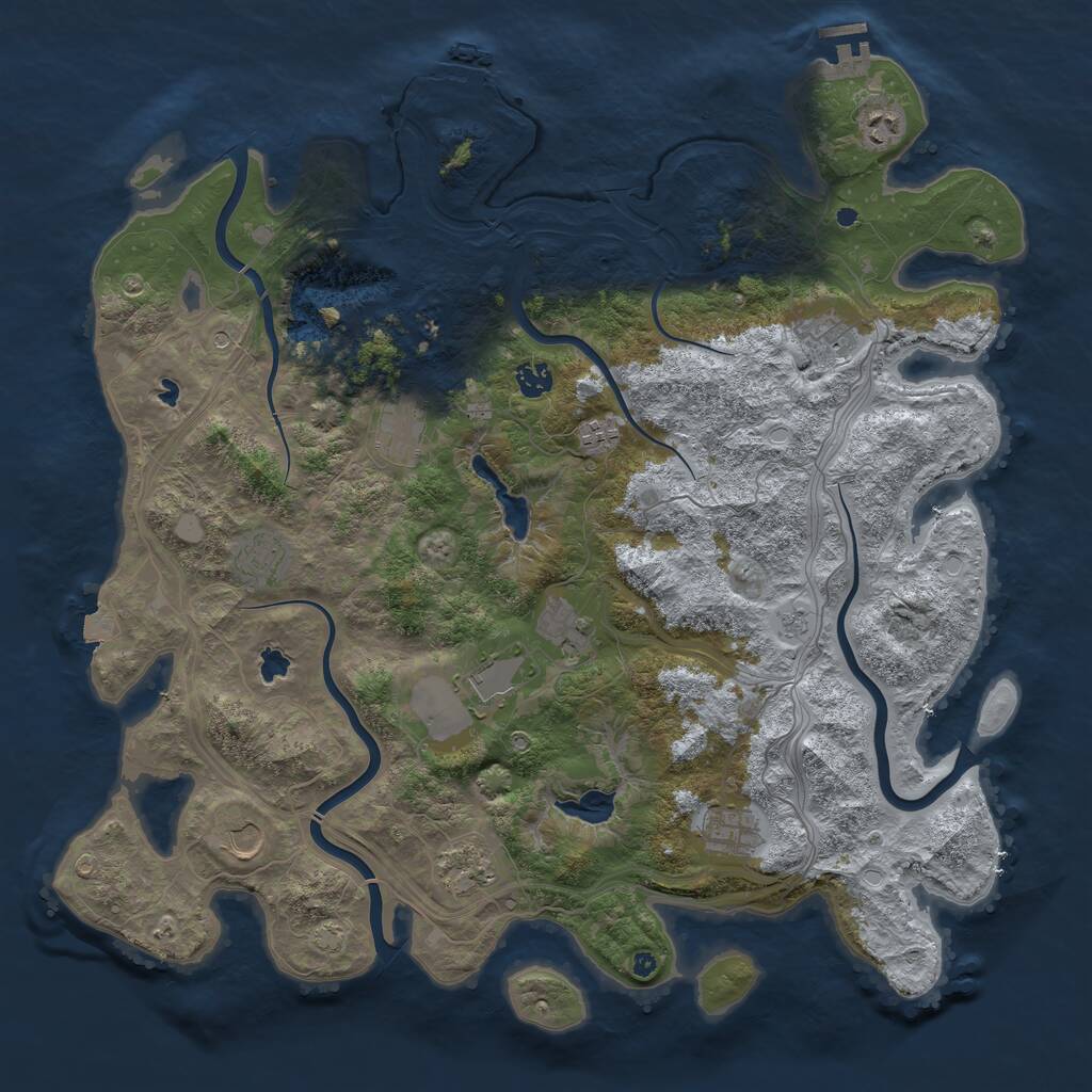 Rust Map: Procedural Map, Size: 4500, Seed: 973537537, 17 Monuments