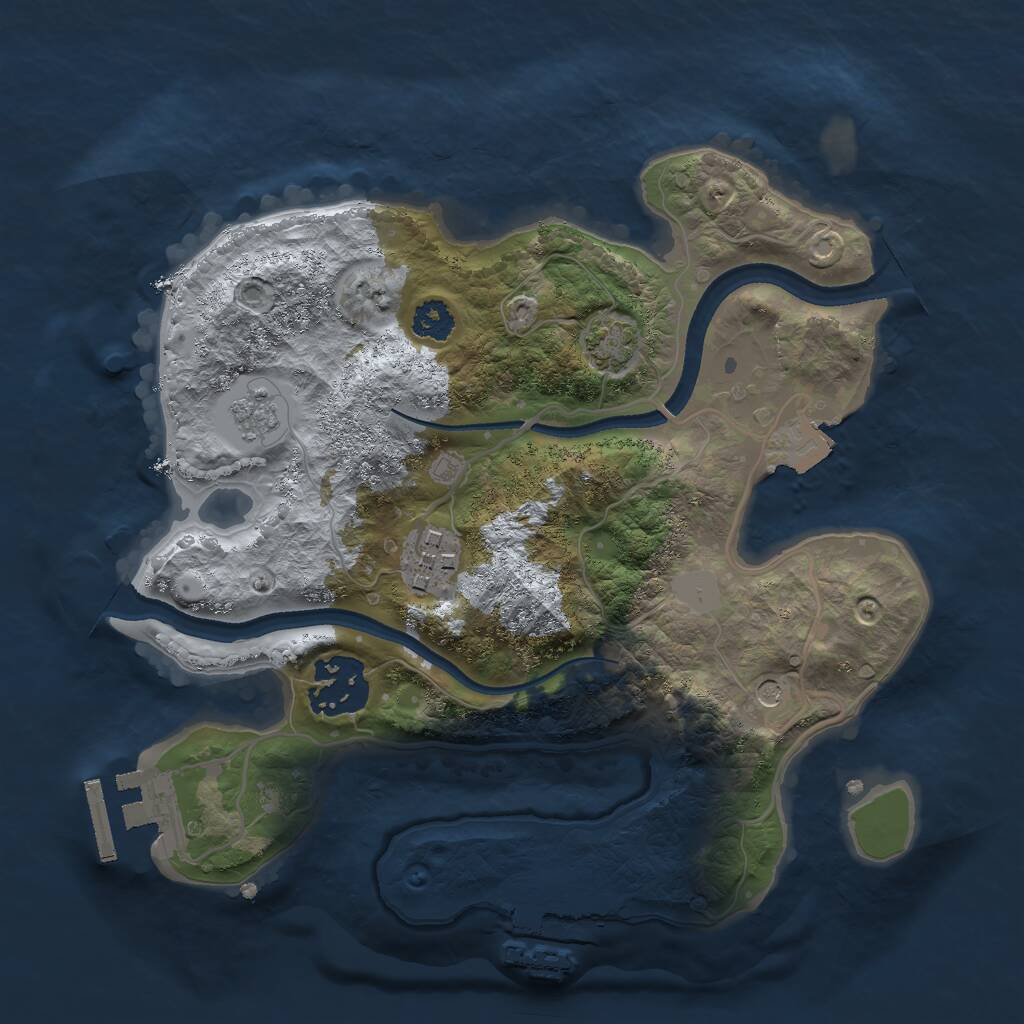Rust Map: Procedural Map, Size: 2500, Seed: 1677186213, 8 Monuments