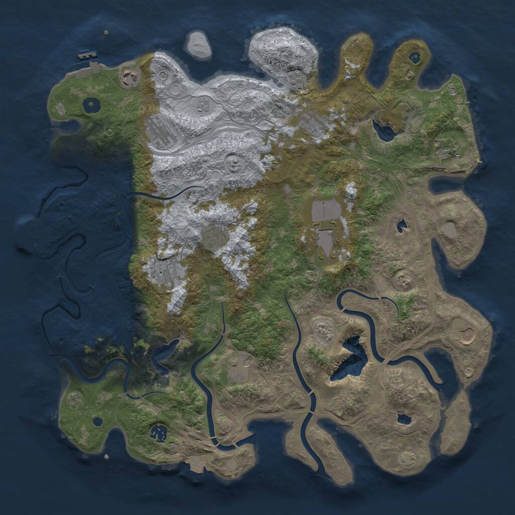 Rust Map: Procedural Map, Size: 4500, Seed: 246088268, 17 Monuments