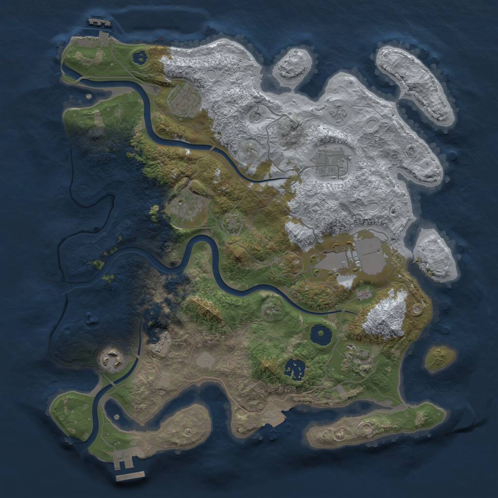 Rust Map: Procedural Map, Size: 3500, Seed: 1516686969, 14 Monuments