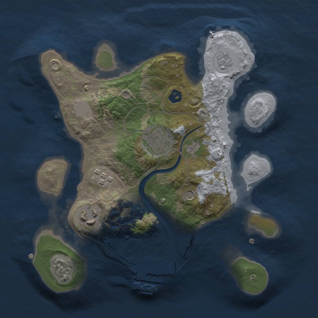 Rust Map: Procedural Map, Size: 2400, Seed: 599534367, 7 Monuments