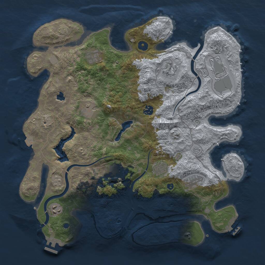 Rust Map: Procedural Map, Size: 4000, Seed: 3501693, 16 Monuments
