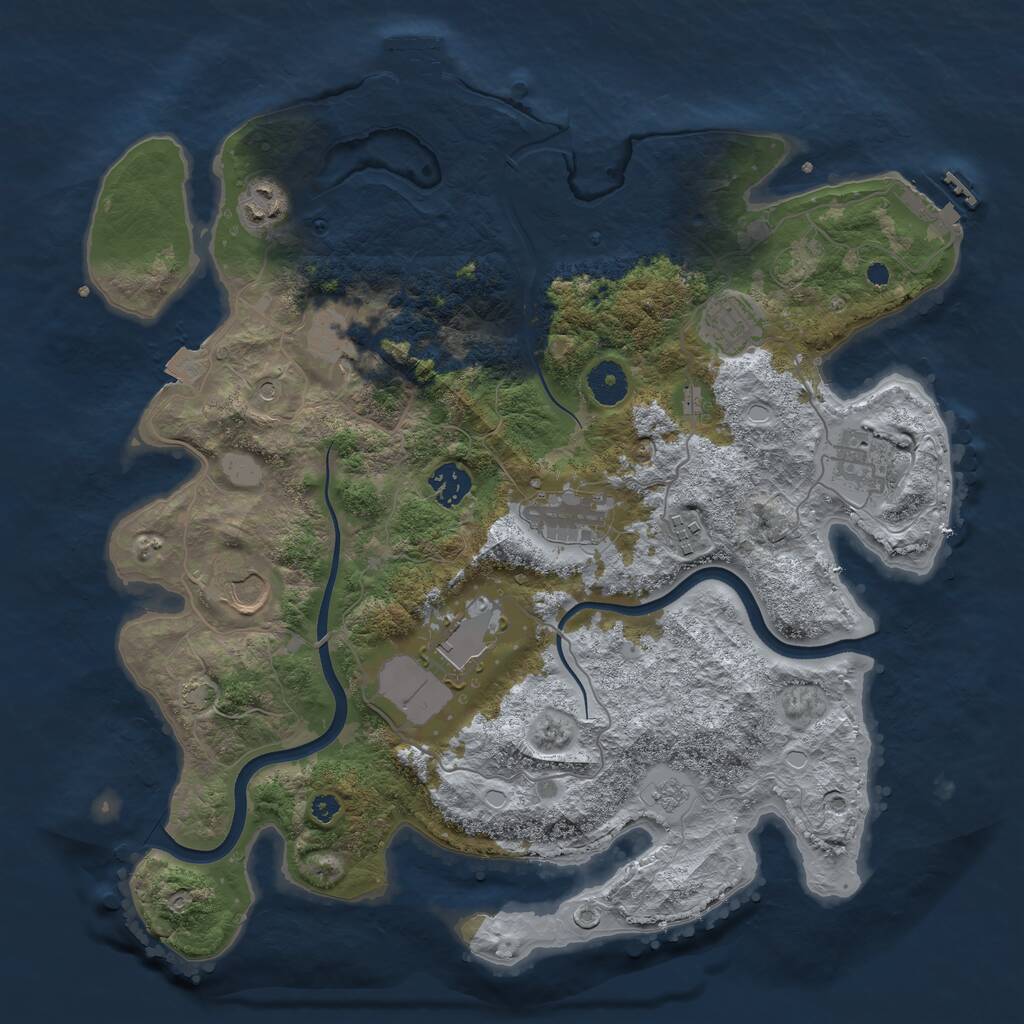Rust Map: Procedural Map, Size: 3750, Seed: 59257021, 15 Monuments