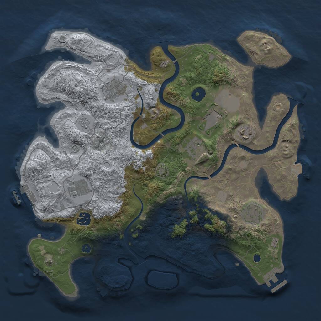 Rust Map: Procedural Map, Size: 3500, Seed: 564164, 14 Monuments
