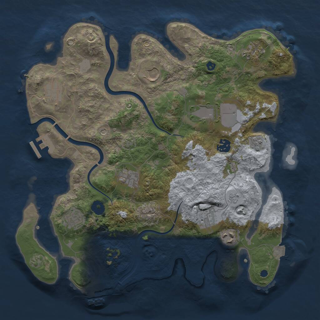 Rust Map: Procedural Map, Size: 3500, Seed: 504612109, 16 Monuments