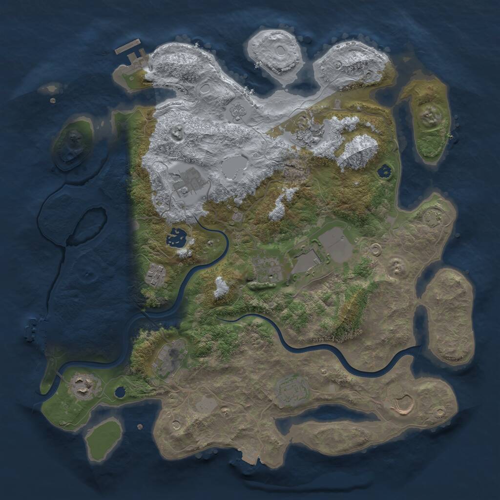 Rust Map: Procedural Map, Size: 3750, Seed: 1058869078, 16 Monuments