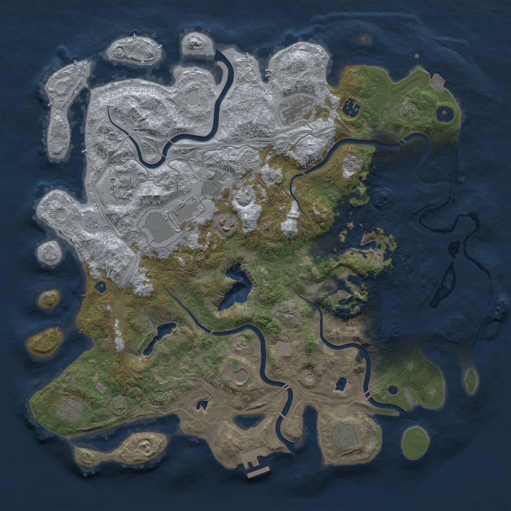 Rust Map: Procedural Map, Size: 4500, Seed: 162397810, 17 Monuments