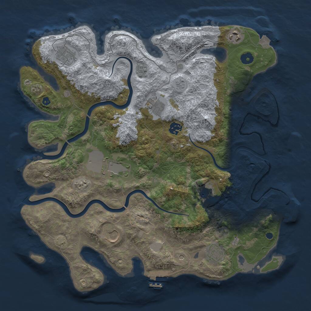Rust Map: Procedural Map, Size: 3800, Seed: 570761315, 15 Monuments