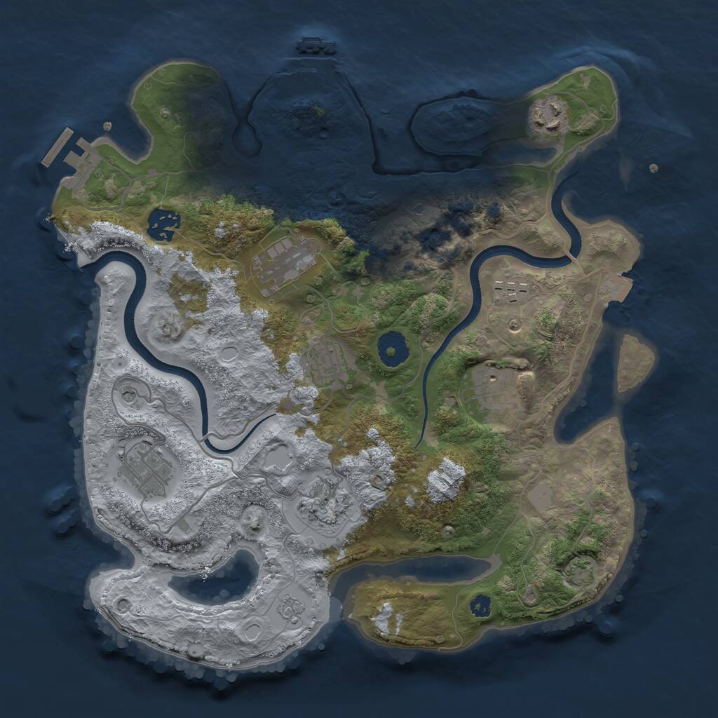 Rust Map: Procedural Map, Size: 3250, Seed: 1040820196, 14 Monuments