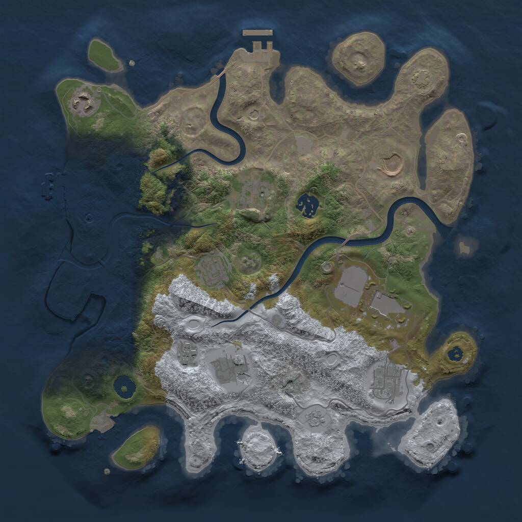 Rust Map: Procedural Map, Size: 3520, Seed: 70051, 15 Monuments
