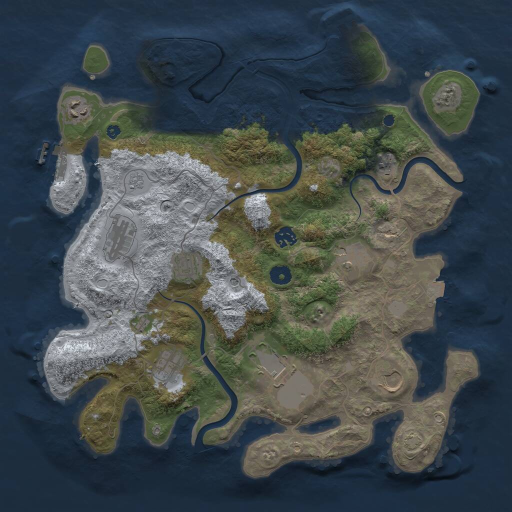 Rust Map: Procedural Map, Size: 3700, Seed: 212816389, 15 Monuments