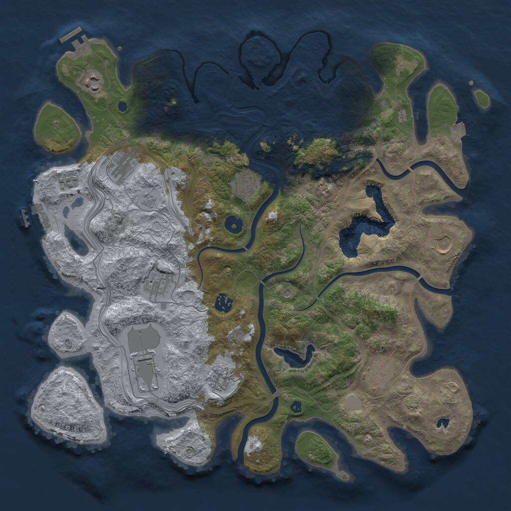 Rust Map: Procedural Map, Size: 4250, Seed: 1160566877, 16 Monuments
