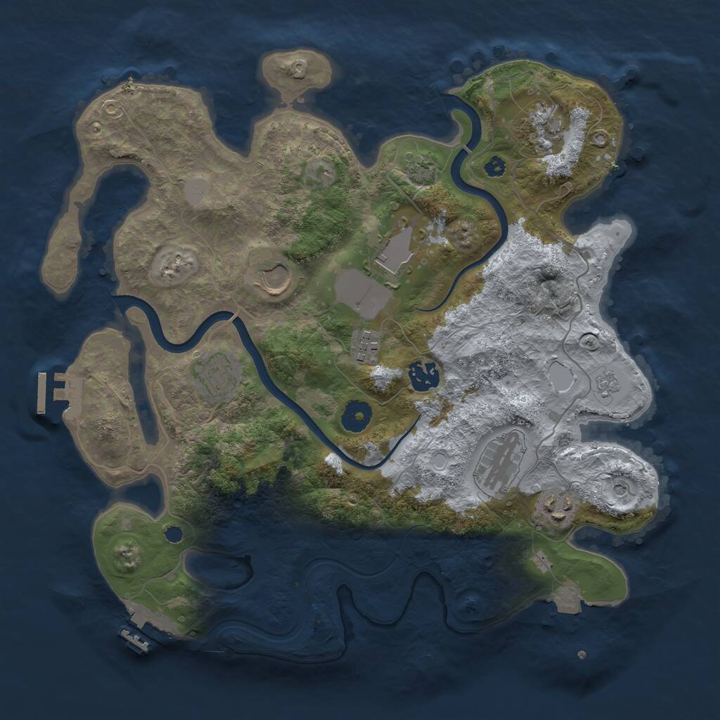 Rust Map: Procedural Map, Size: 3500, Seed: 3715891, 14 Monuments