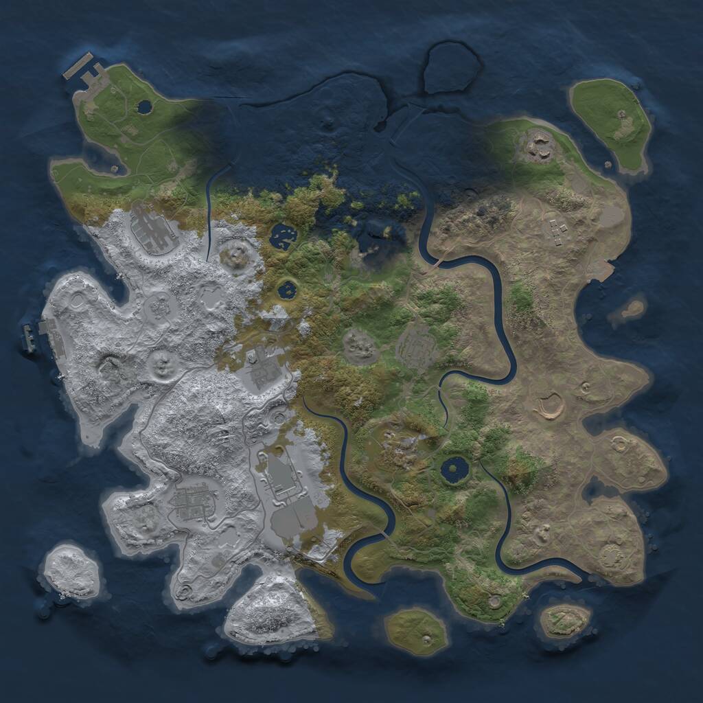 Rust Map: Procedural Map, Size: 3999, Seed: 60000, 17 Monuments