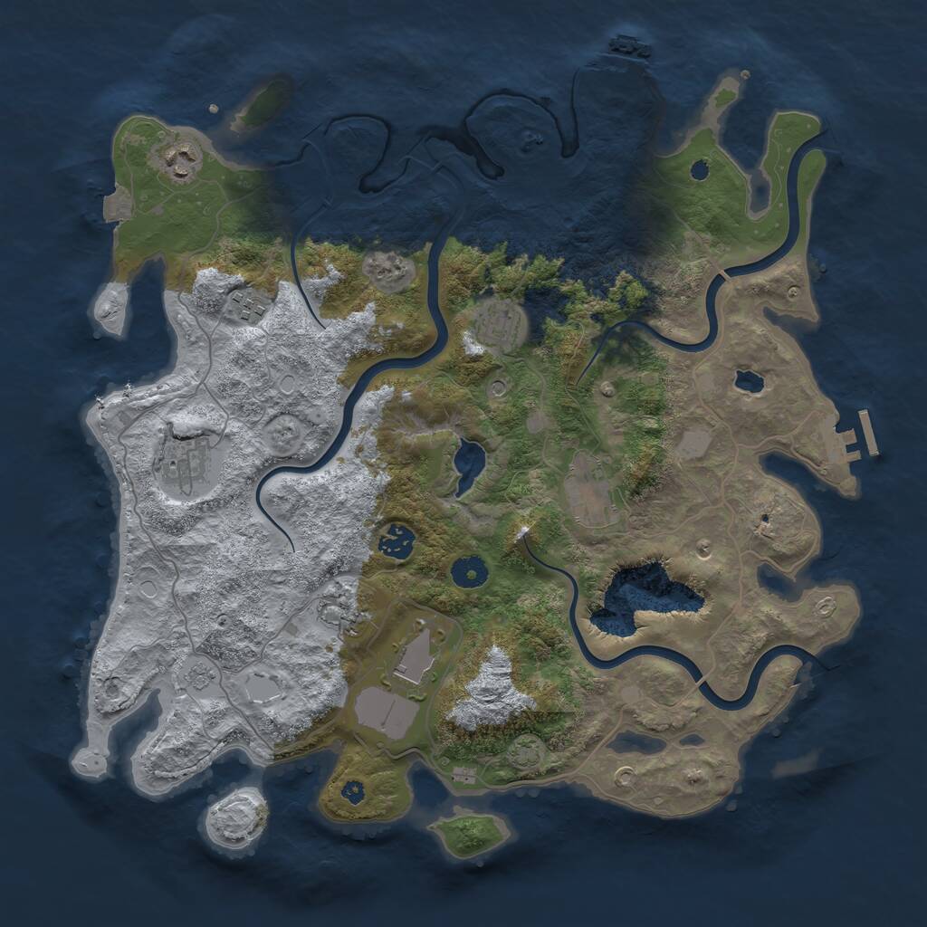 Rust Map: Procedural Map, Size: 4000, Seed: 5423642, 14 Monuments