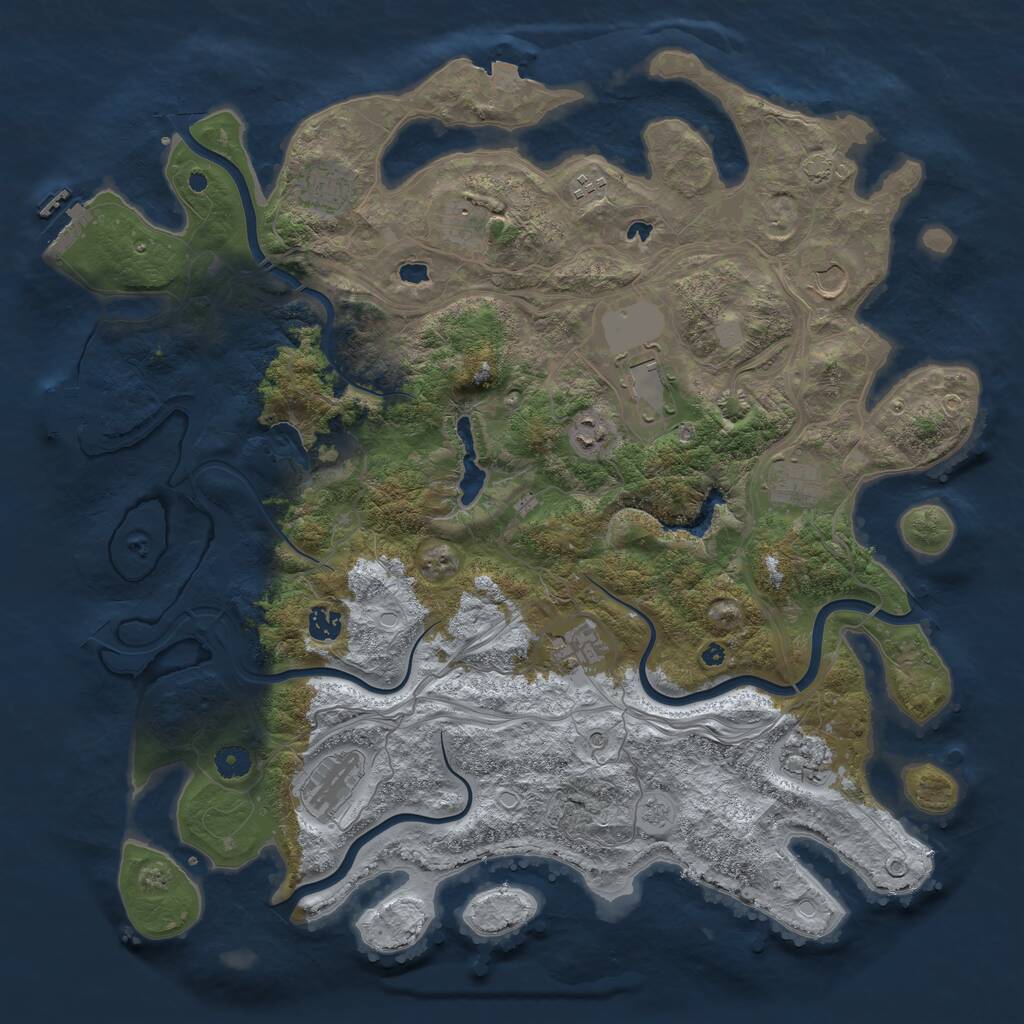 Rust Map: Procedural Map, Size: 4500, Seed: 2091577975, 17 Monuments
