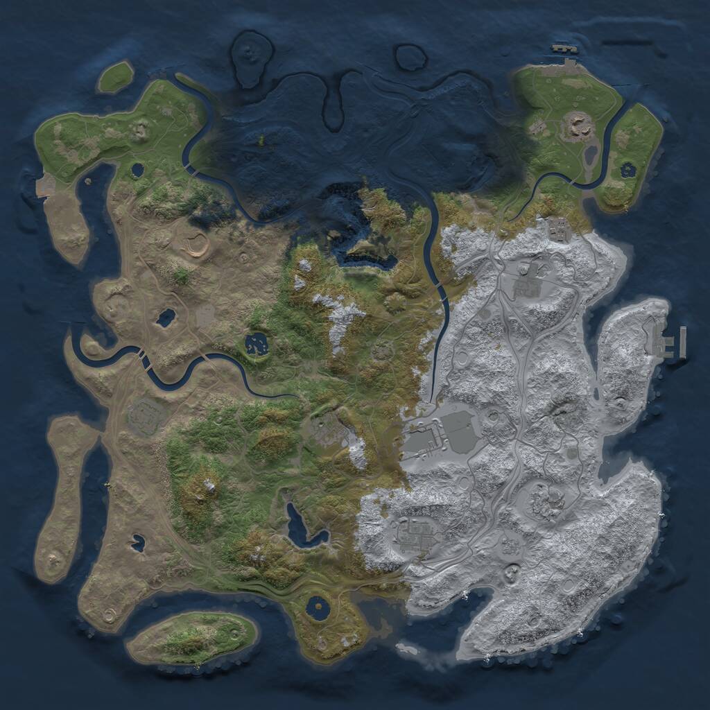 Rust Map: Procedural Map, Size: 4500, Seed: 192873, 16 Monuments
