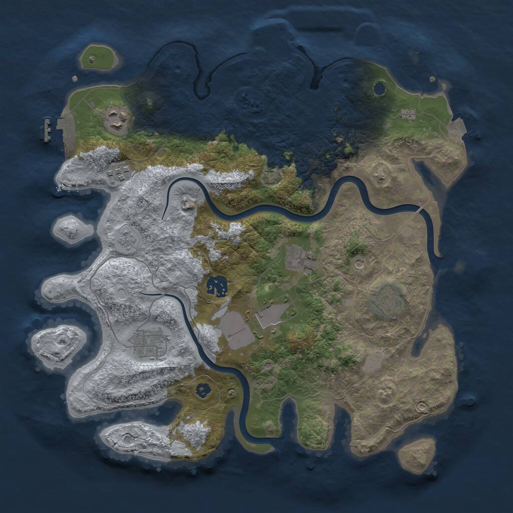 Rust Map: Procedural Map, Size: 3500, Seed: 877870369, 13 Monuments