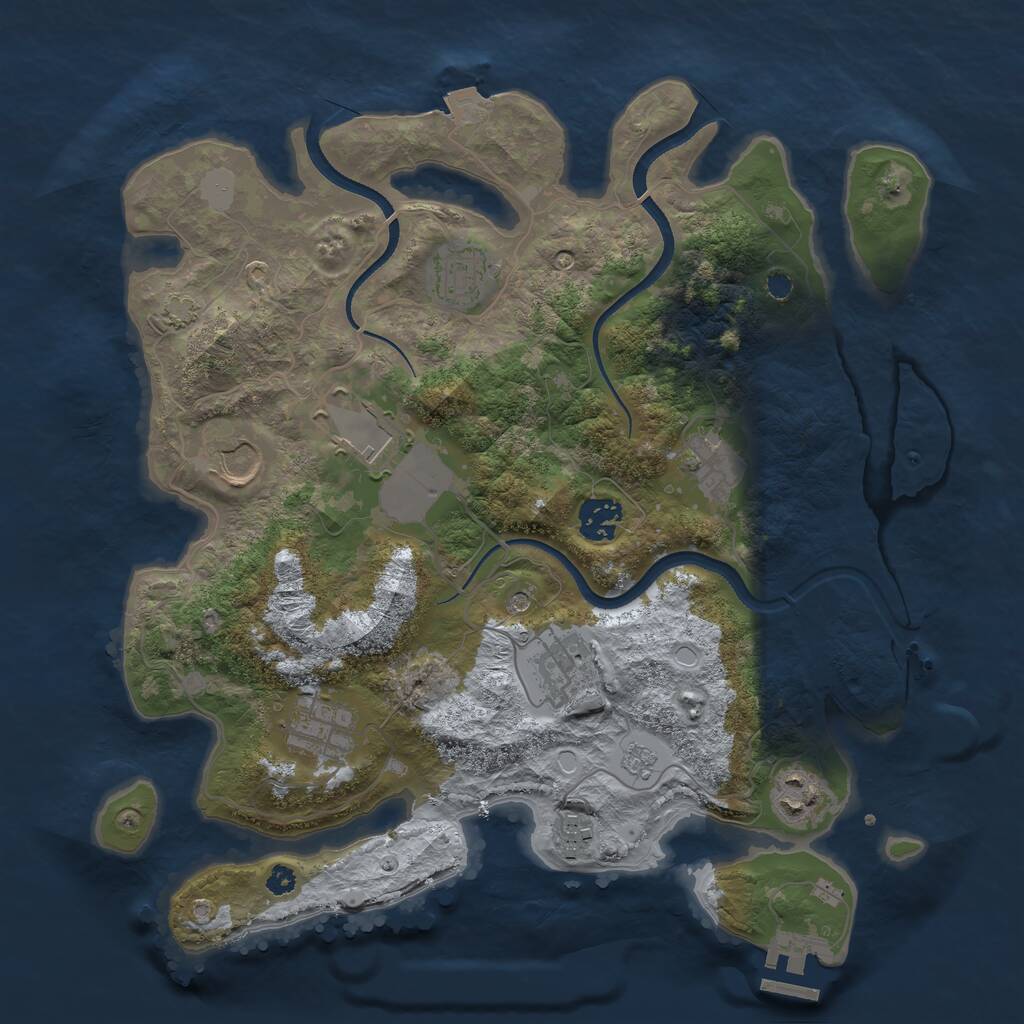 Rust Map: Procedural Map, Size: 3500, Seed: 1833213716, 14 Monuments