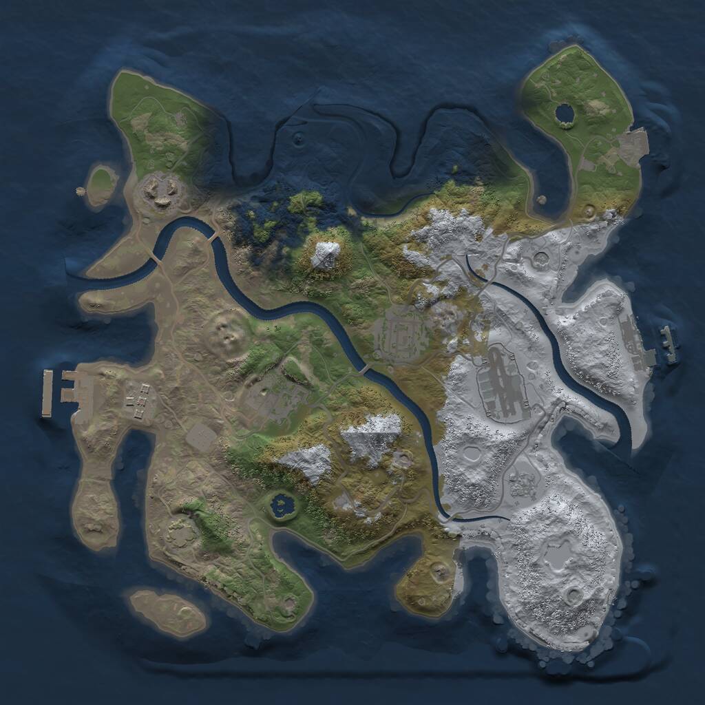 Rust Map: Procedural Map, Size: 3000, Seed: 22500, 11 Monuments