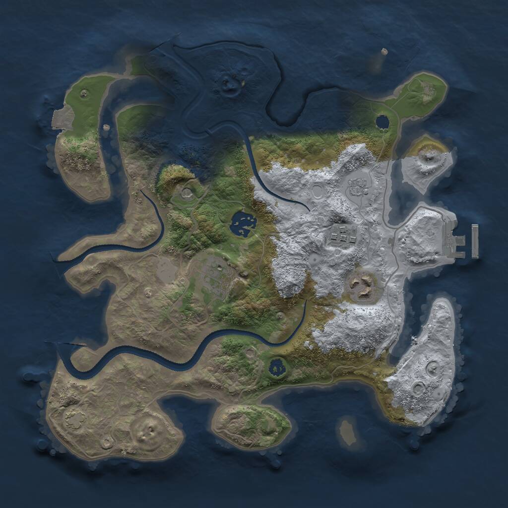 Rust Map: Procedural Map, Size: 3000, Seed: 1981192464, 9 Monuments