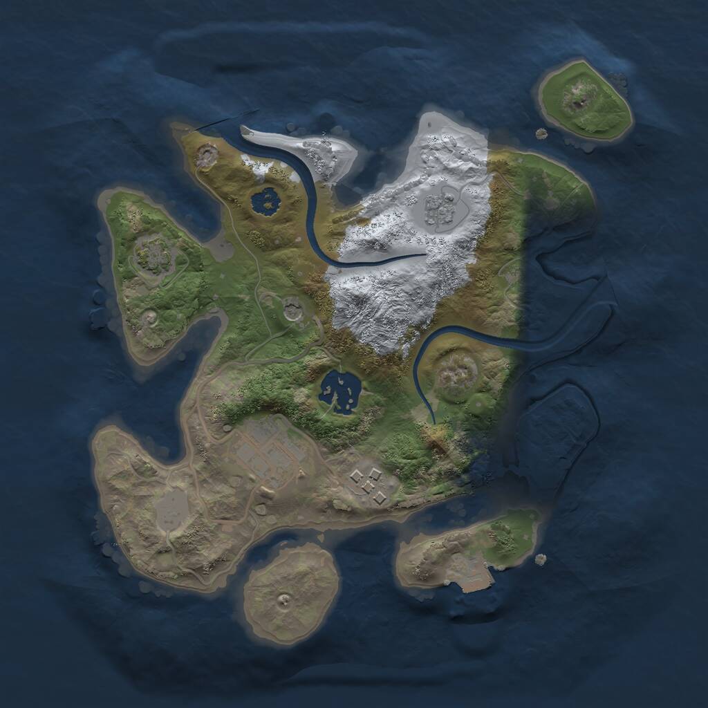 Rust Map: Procedural Map, Size: 2500, Seed: 23082488, 7 Monuments