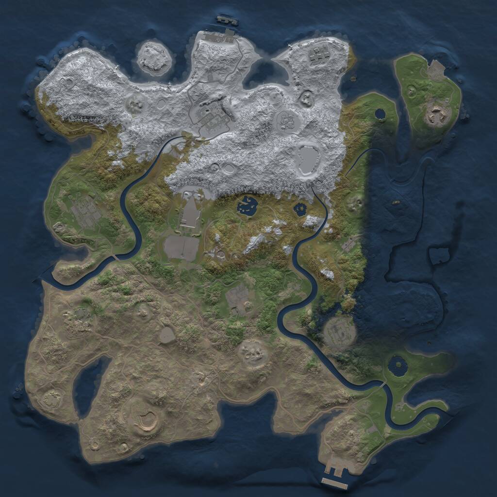 Rust Map: Procedural Map, Size: 3800, Seed: 627734218, 16 Monuments
