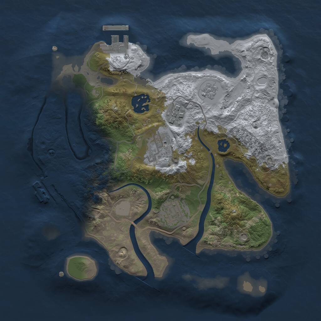 Rust Map: Procedural Map, Size: 2500, Seed: 525712, 8 Monuments