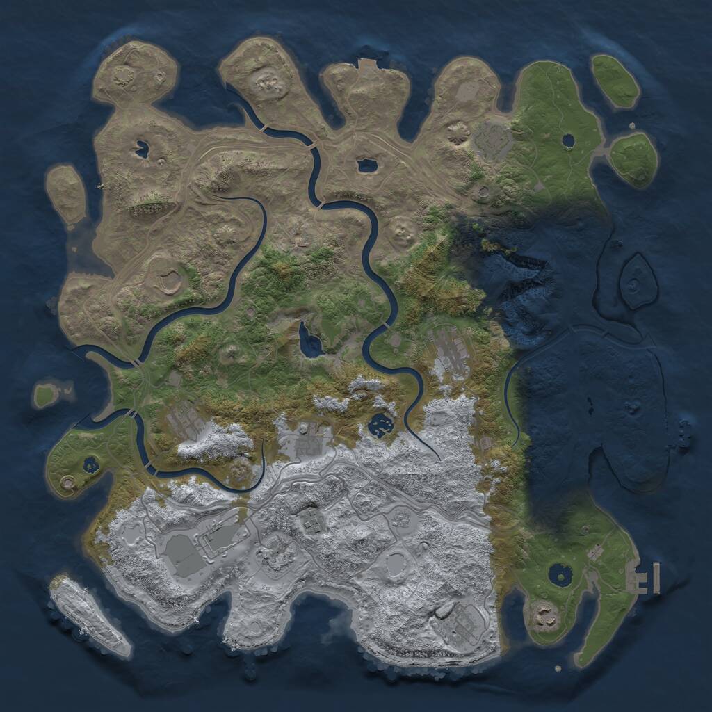 Rust Map: Procedural Map, Size: 4500, Seed: 684736304, 17 Monuments