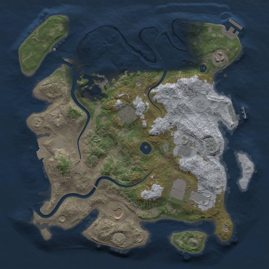 Rust Map: Procedural Map, Size: 3500, Seed: 1030908905, 13 Monuments