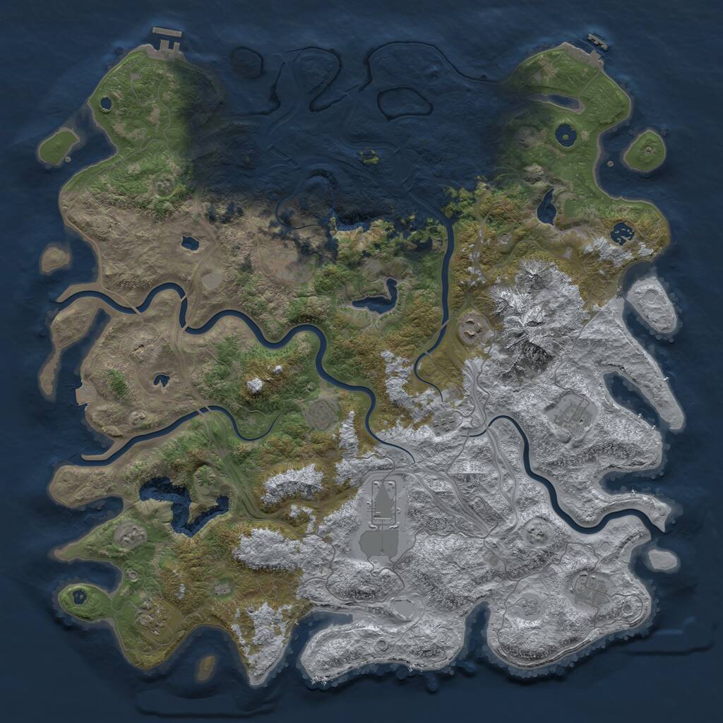 Rust Map: Procedural Map, Size: 5000, Seed: 1368673378, 15 Monuments