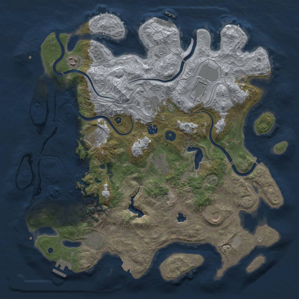 Rust Map: Procedural Map, Size: 4250, Seed: 2094233617, 15 Monuments