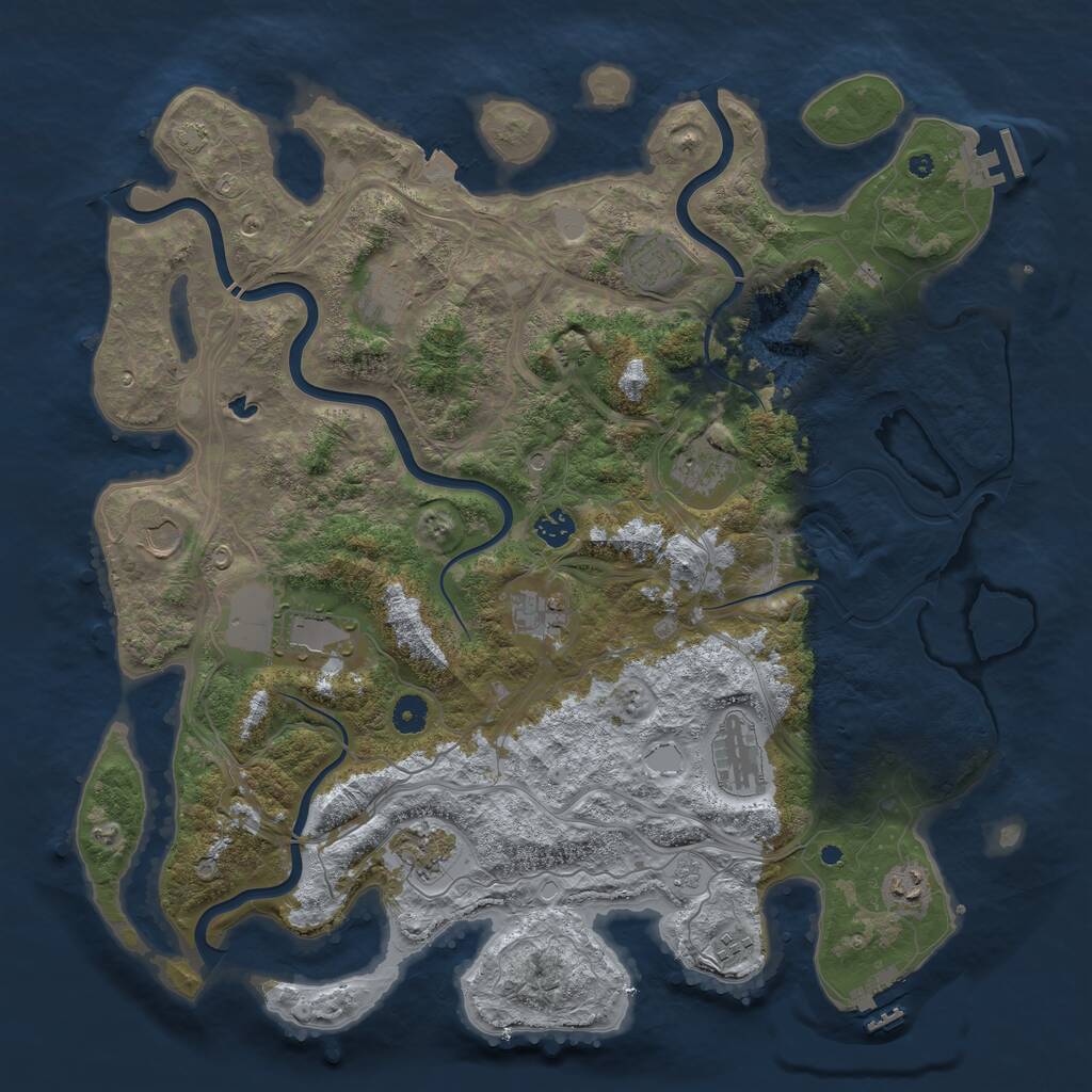 Rust Map: Procedural Map, Size: 4400, Seed: 618368104, 17 Monuments