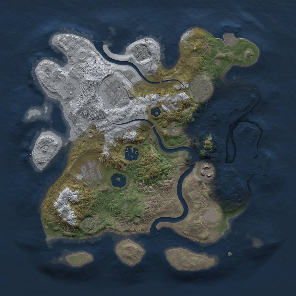 Rust Map: Procedural Map, Size: 3000, Seed: 909090909, 11 Monuments