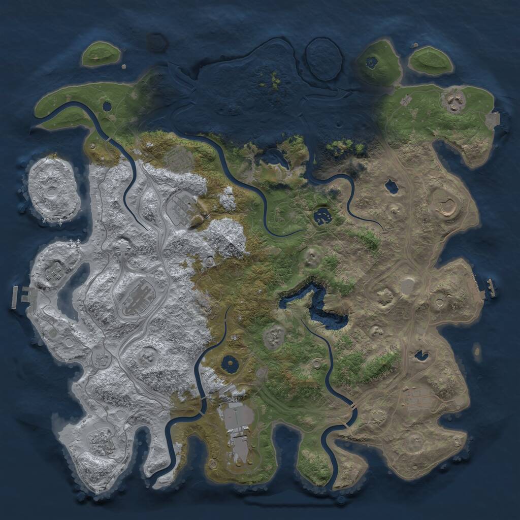 Rust Map: Procedural Map, Size: 4500, Seed: 600611101, 16 Monuments