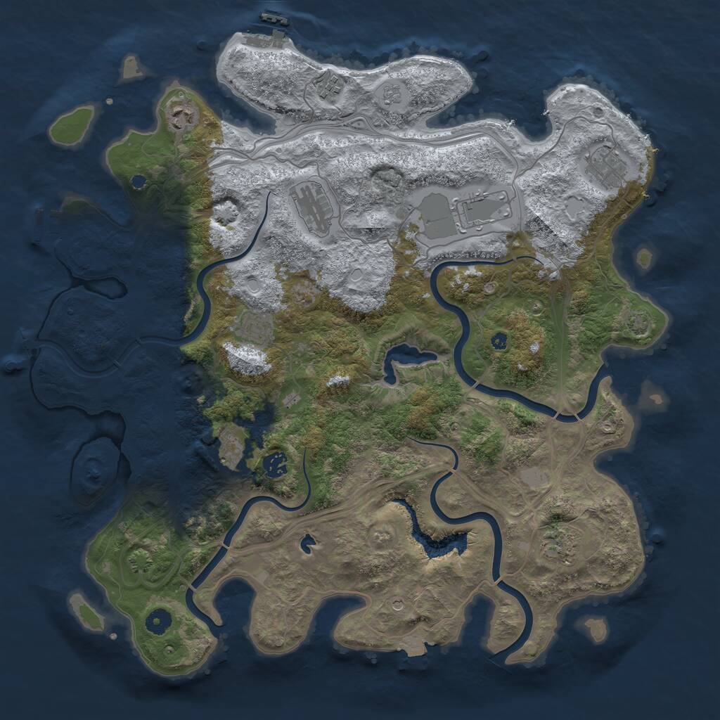 Rust Map: Procedural Map, Size: 4255, Seed: 1, 15 Monuments