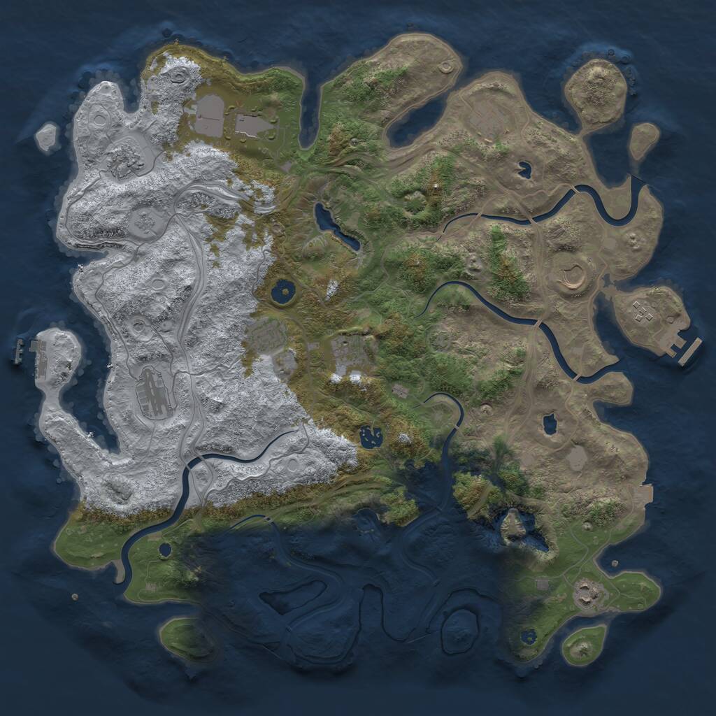 Rust Map: Procedural Map, Size: 4500, Seed: 626665831, 16 Monuments