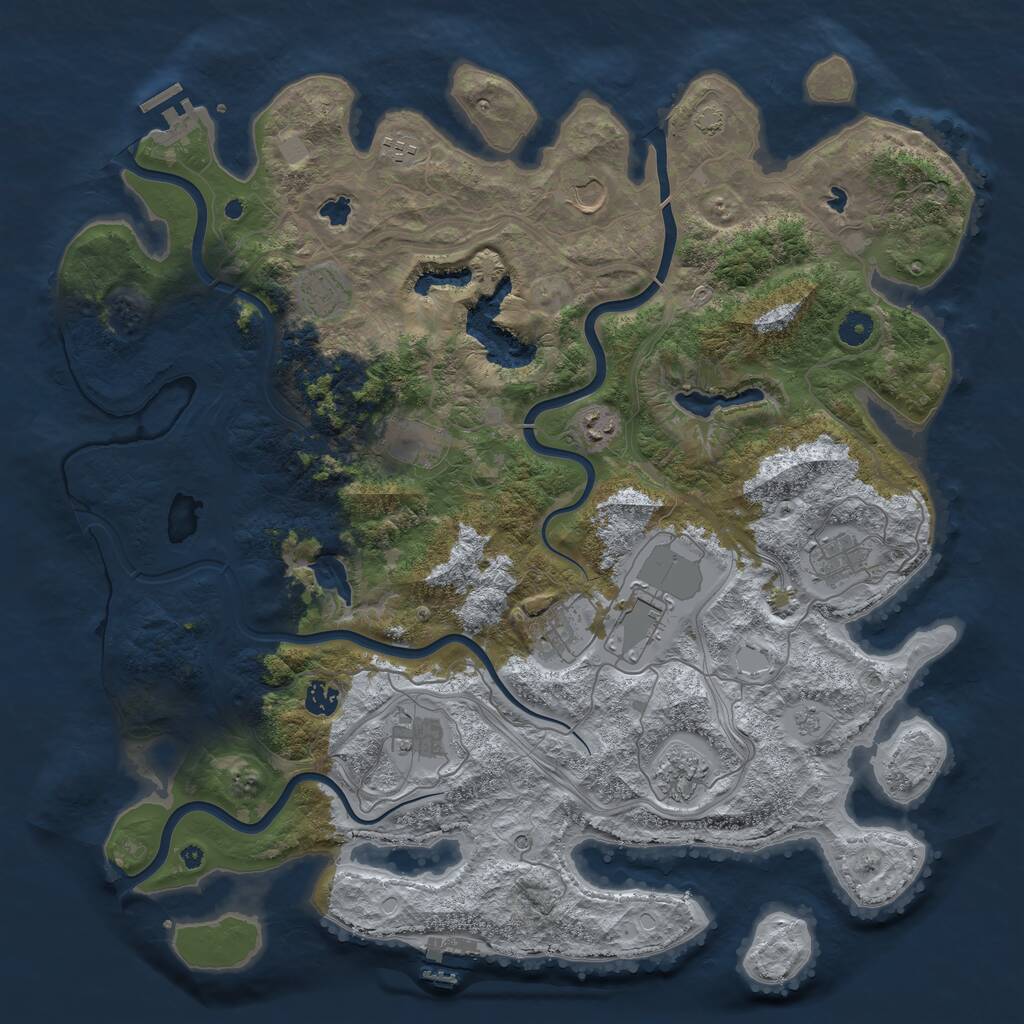 Rust Map: Procedural Map, Size: 4500, Seed: 53678361, 17 Monuments