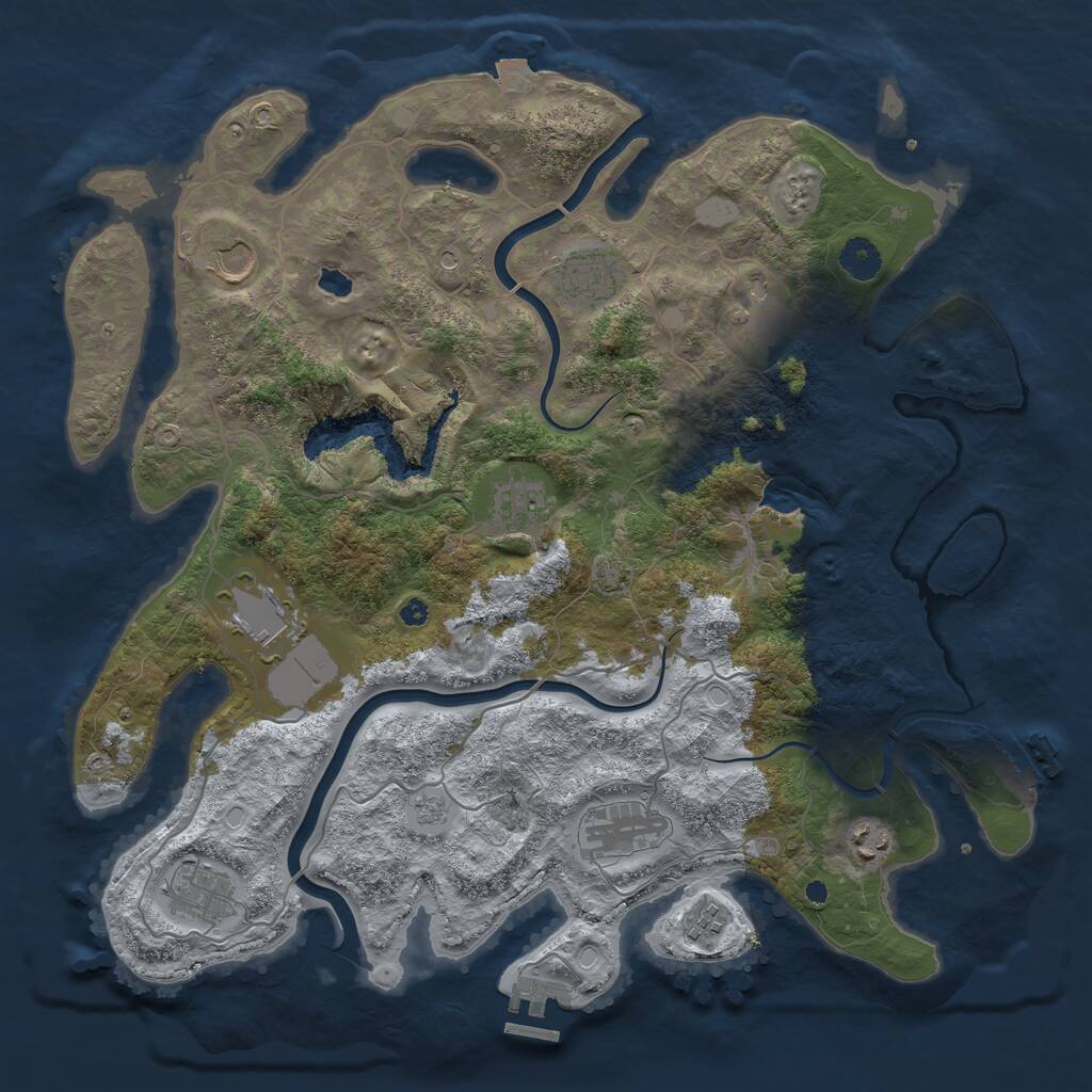 Rust Map: Procedural Map, Size: 4000, Seed: 1691811916, 15 Monuments