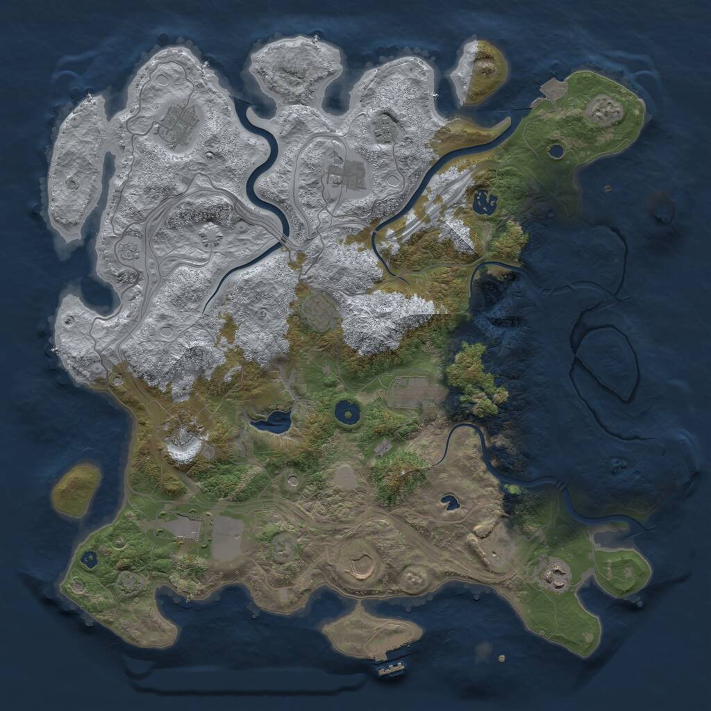 Rust Map: Procedural Map, Size: 4250, Seed: 628963811, 17 Monuments
