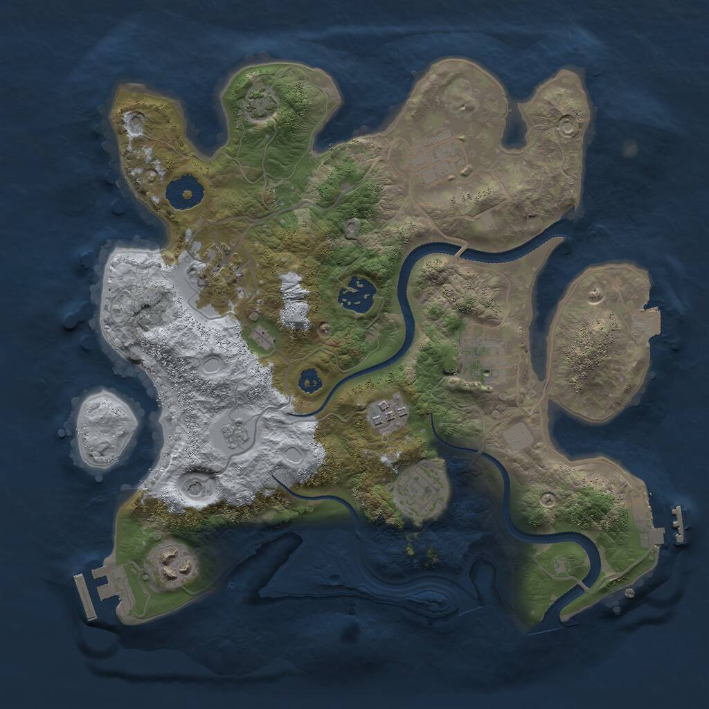 Rust Map: Procedural Map, Size: 3000, Seed: 42500, 13 Monuments