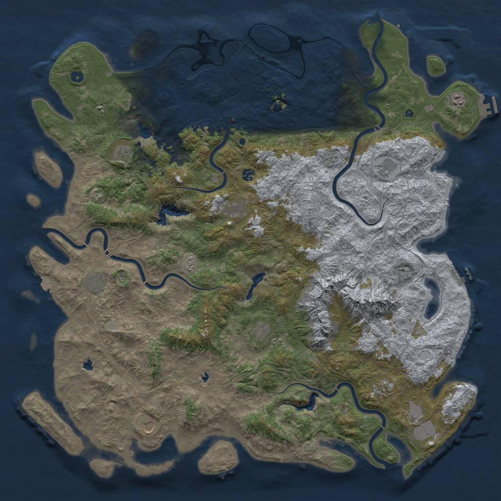 Rust Map: Procedural Map, Size: 6000, Seed: 885995702, 17 Monuments