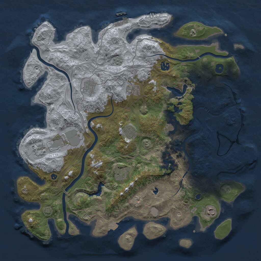 Rust Map: Procedural Map, Size: 4250, Seed: 291122331, 16 Monuments