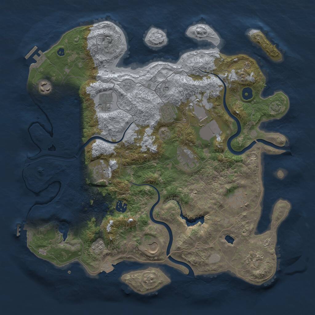 Rust Map: Procedural Map, Size: 4000, Seed: 488139280, 17 Monuments